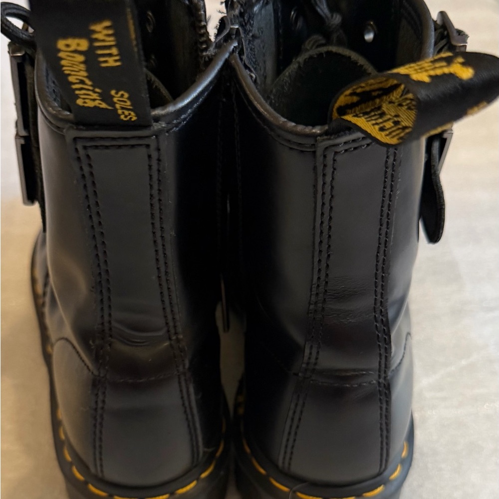 Dr. Martens 1460 Smooth Leather Black Leather Double-Buckle Lace-Up Boots - Picture 7 of 11